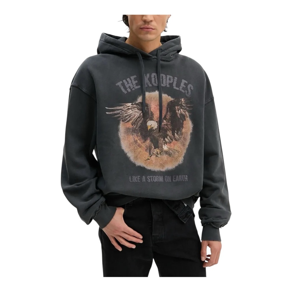 The Kooples Logo Hoodie Sweatshirt 100% Cotton Black Size S NWT $325